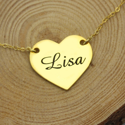 Personalised Heart Necklace with Custom Name - 18K Gold Plated