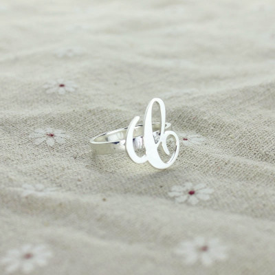 Customised Initial Ring with Carrie Monogram in Sterling Silver