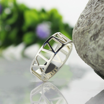 Personalised Sterling Silver Roman Numeral Ring