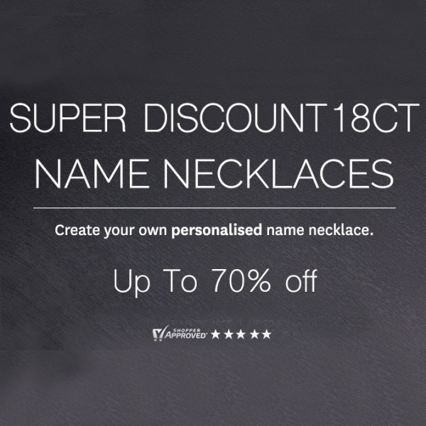 Save Up to 70% on Gold Name Necklaces and Rings