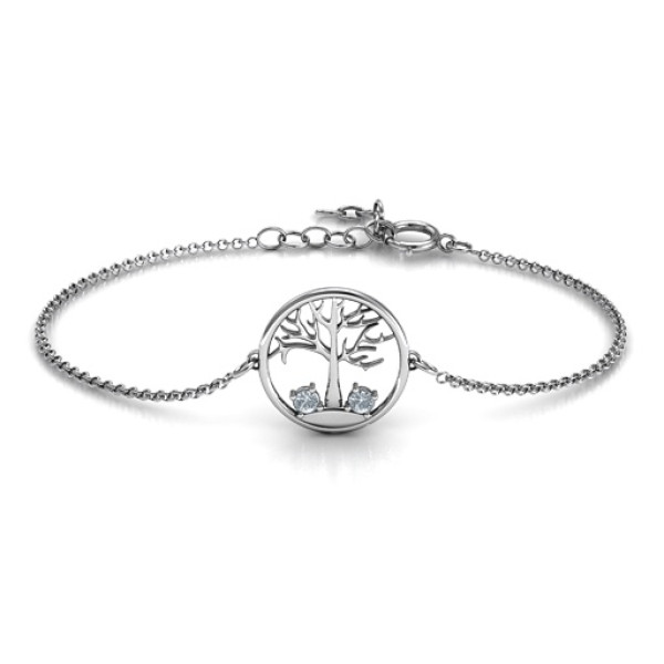 Custom Engraved Family Tree Bracelet with 1-4 Birthstones