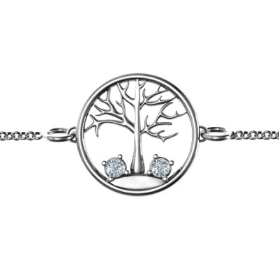 Custom Engraved Family Tree Bracelet with 1-4 Birthstones