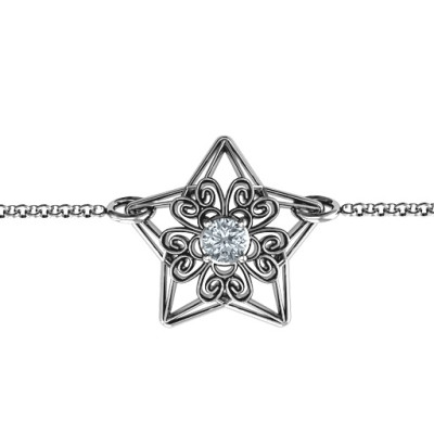 Custom Engraved 3D Star Bracelet with Filigree Design