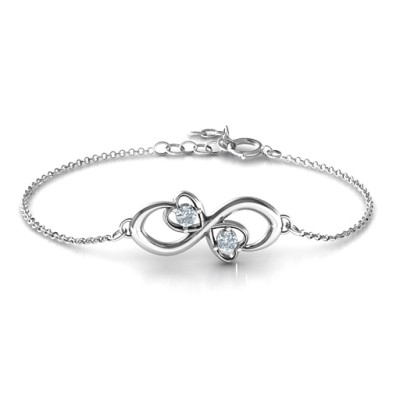 Customisable Double-Heart Stone Infinity Bracelet