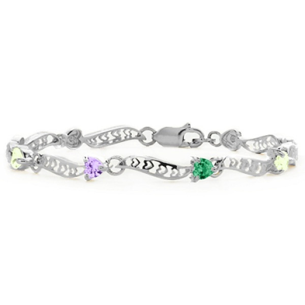 Personalised Embedded Heart Bracelet with 1-8 Stones