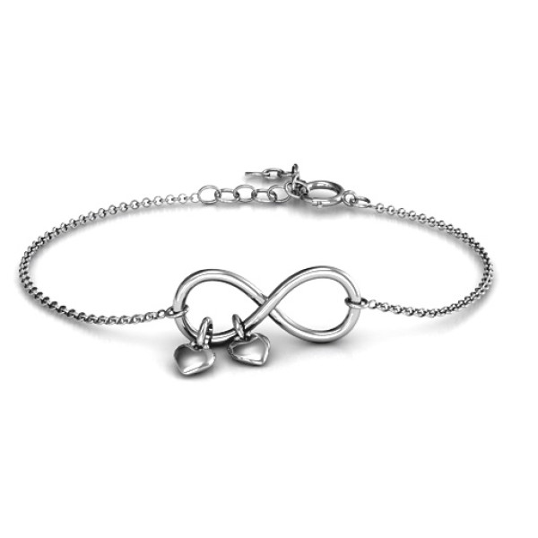 Infinity Promise Bracelet 2 Heart Charms - Romantic Gift for Her & Him