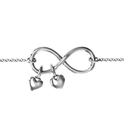 Infinity Promise Bracelet 2 Heart Charms - Romantic Gift for Her & Him