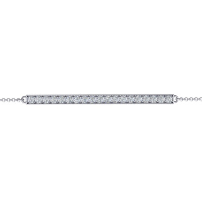 Sterling Silver Bar Bracelet With Cubic Zirconia Accents