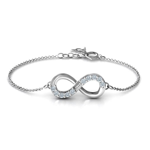 Sterling Silver Birthstone Infinity Bracelet with Accents