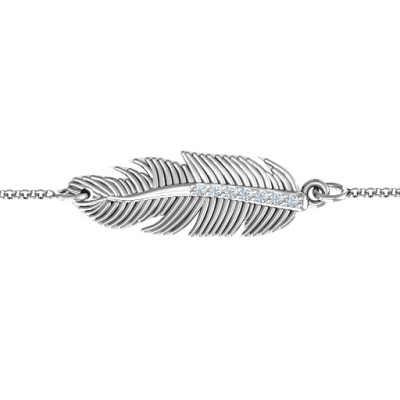 Sterling Silver Feather Bracelet with Accent Stones