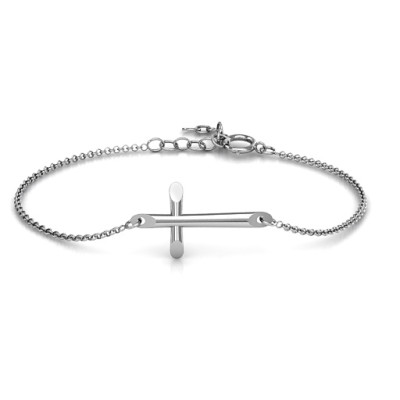 Personalised Sterling Silver Cross Bracelet - Modern Style