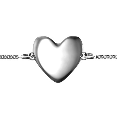 Personalised Sterling Silver Heart Bracelet - Custom Gift for Women