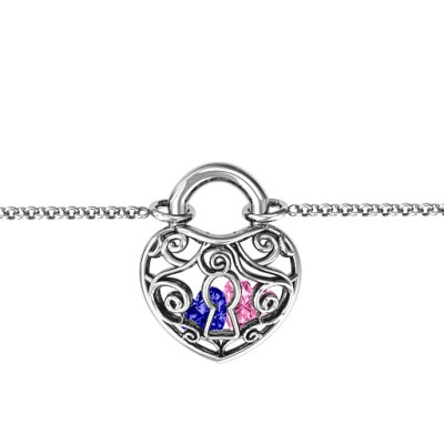 Custom Engraved Sterling Silver True Love's Lock Cage Bracelet
