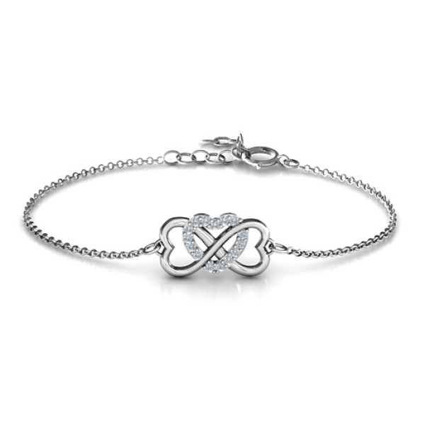 Customised 3 Heart Infinity Bangle Bracelet