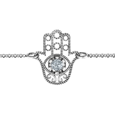 Custom Engraved Upright Hamsa Charm Bracelet