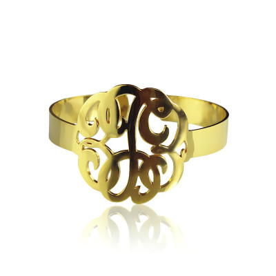 Engraved Monogram Bracelet Gold Plated 1.6 Inches