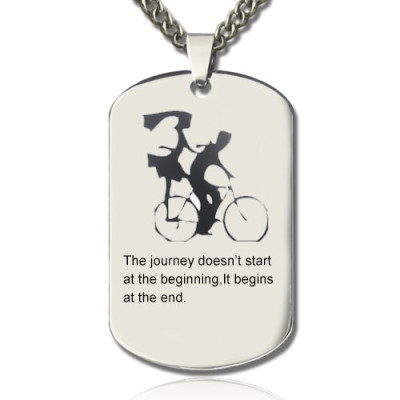 Couple Bicycle Dog Tag Name Necklace - By The Name Necklace;