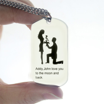 Personalised Engraved Dog Tag Necklace for Marriage Proposal