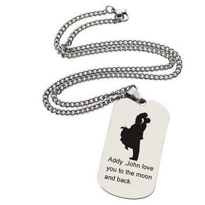 Personalised Engraved Couple's Name Dog Tag Necklace - Perfect for Falling in Love