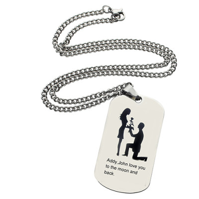 Personalised Engraved Dog Tag Necklace for Marriage Proposal