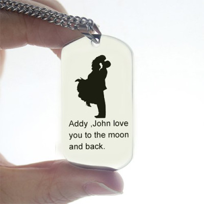 Personalised Engraved Couple's Name Dog Tag Necklace - Perfect for Falling in Love