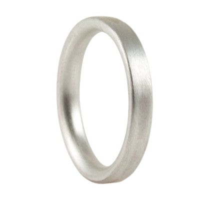 3mm Brushed Matte Flat Court Silver Wedding Ring - By The Name Necklace;