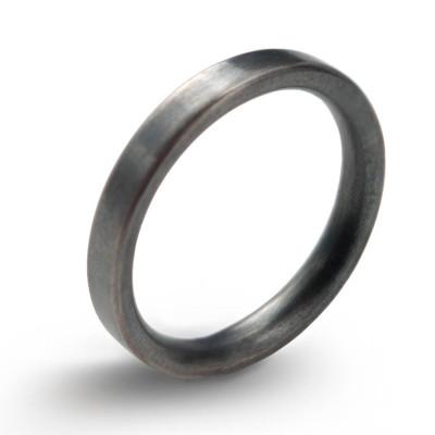 Brushed Matte Silver Flat Court Wedding Ring - 3mm Width