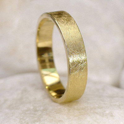 Mens Wedding Ring In 18ct Gold, Urban Finish - By The Name Necklace;