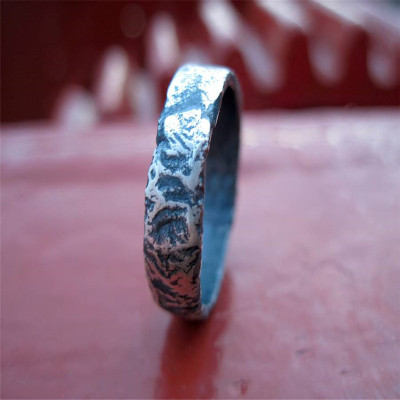 Mens Slim Stone Ring Set with Rocky Outcrop Design