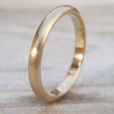 3mm Hammered Wedding Ring In 18ct Gold - By The Name Necklace;