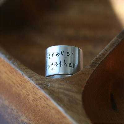 Custom Engraved Silver Men's Ring for Couples