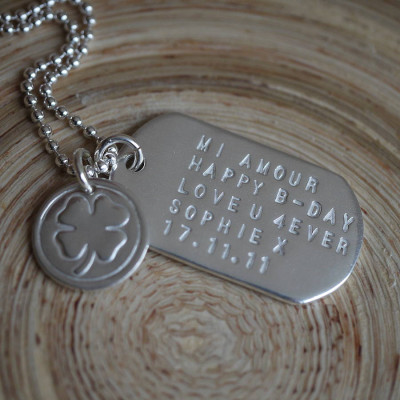 Customised Solid Silver Dog Tags with Engraved ID