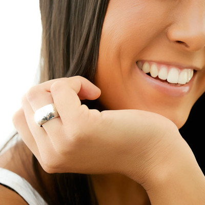 Sterling Silver Hammered Chunky Ring with Round Design