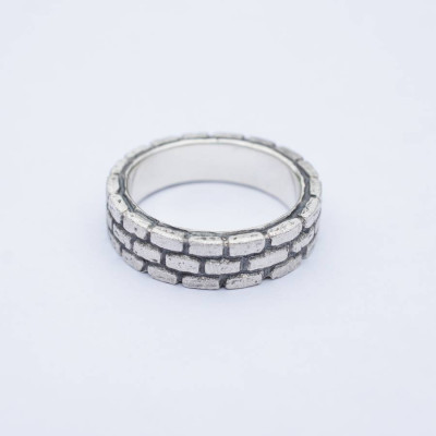 Sterling Silver Brick Pattern Ring