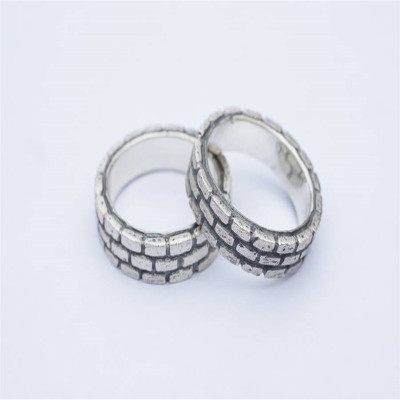Sterling Silver Brick Pattern Ring