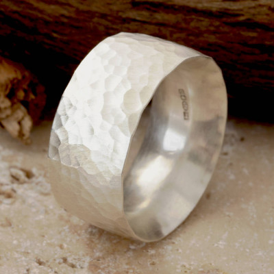 Handcrafted Chunky Hammered Sterling Silver Ring