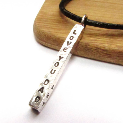 Chunky Silver Bar Necklace - By The Name Necklace;