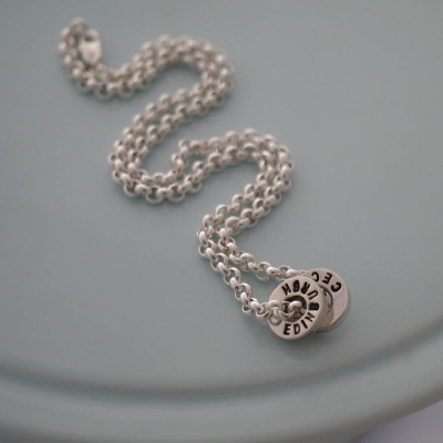 Sterling Silver Chunky Washer Pendant Necklace