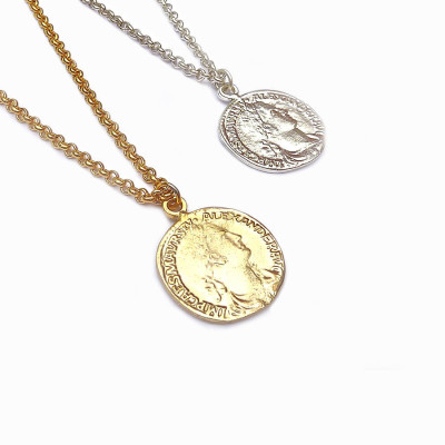 Gold Tone Coin Pendant Necklace