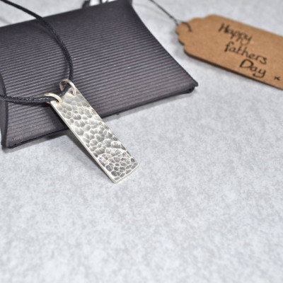 Men's Engraved Silver Message Pendant Necklace