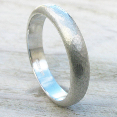 Handmade Sterling Silver Hammered Ring Jewellery - 8mm Width