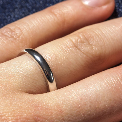 Sterling Silver D-Shape Wedding Ring