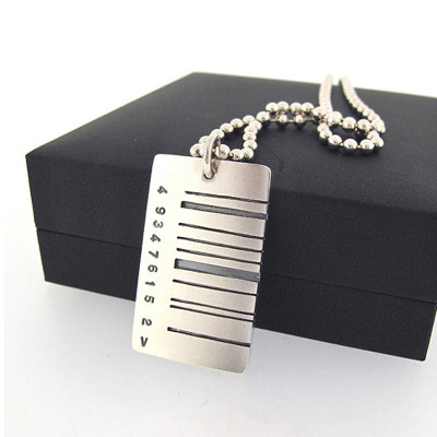 Stylish Wide Barcode Tag Necklace
