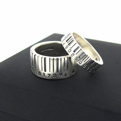Silver Extra Wide Barcode Ring