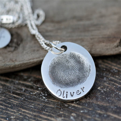 Men's Chain with Fingerprint Coin Design