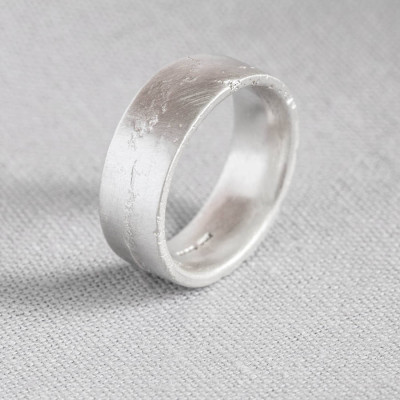 Sterling Silver Wedding Band Flat Sand Cast Ring