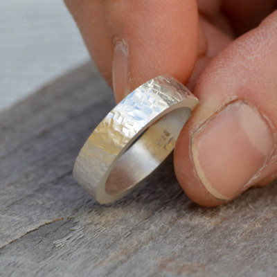 Custom Textured Sterling Silver Wedding Ring