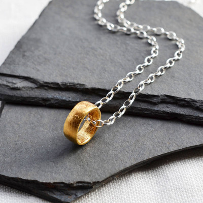 Gold Plated Meteorite Ring Necklace - By The Name Necklace;