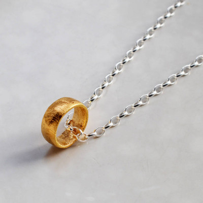 Gold Meteorite Necklace Ring - Plated