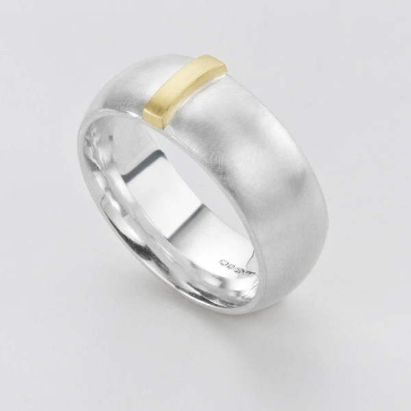 Shiny Silver Linear Band Ring